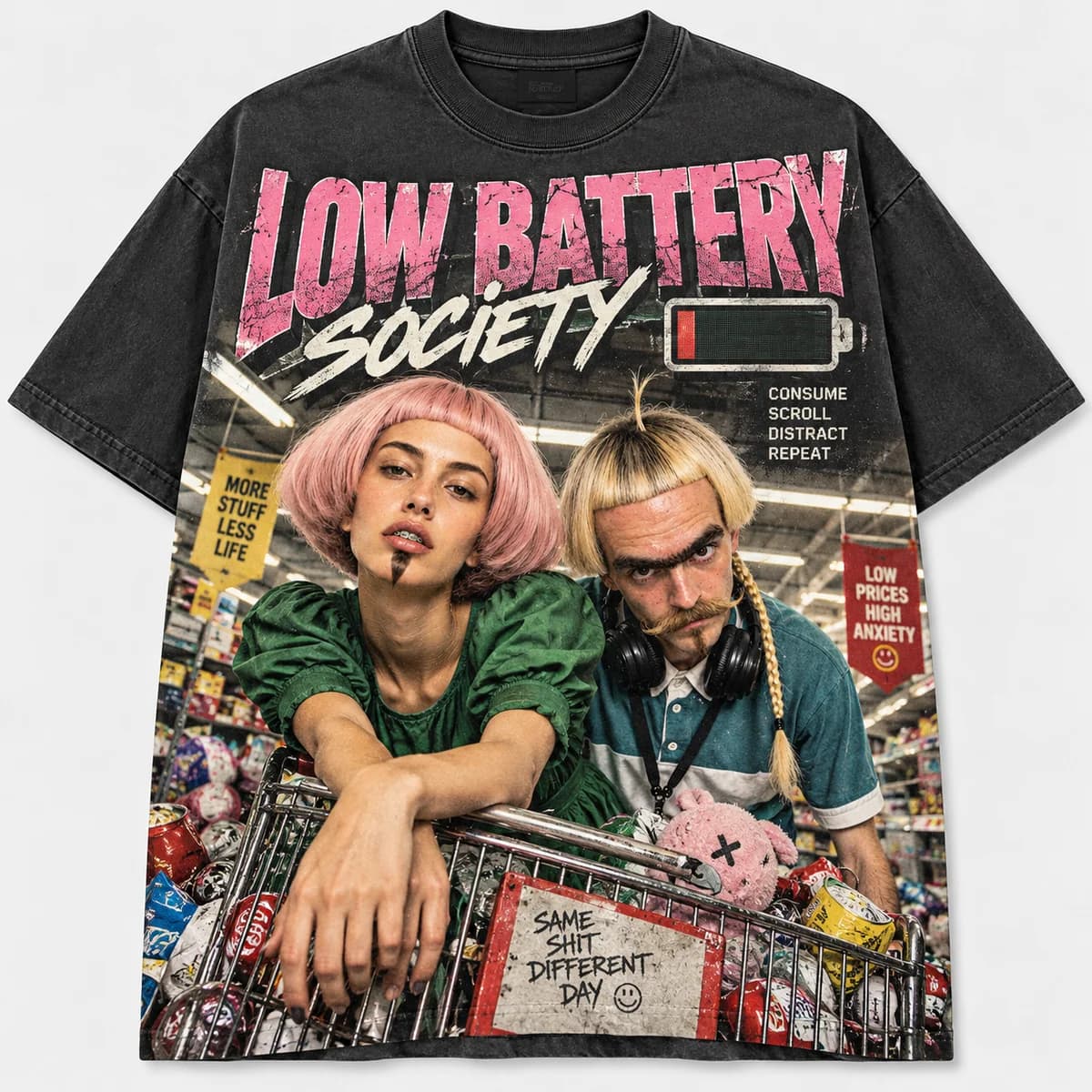 LOW BATTERY SOCIETY supplied front mockup